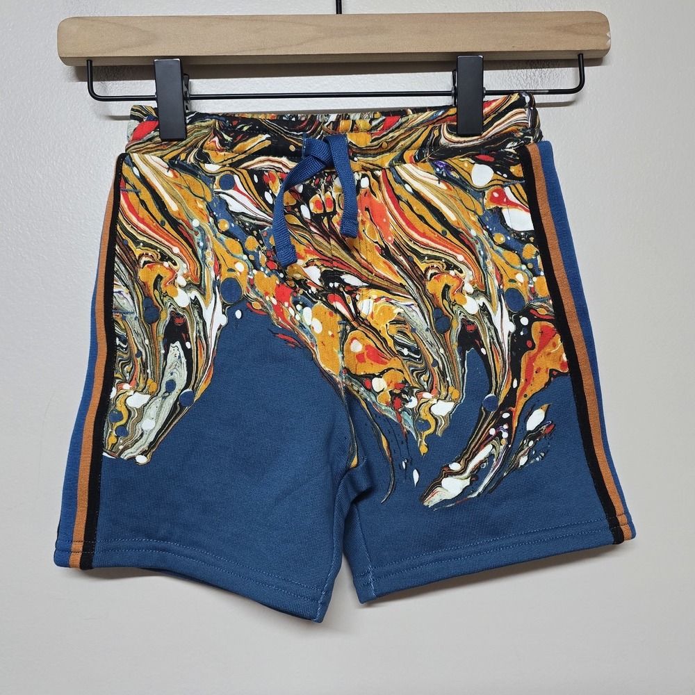 DOLCE & GABBANA Kids Shorts Blue Cotton Marble Print Bermuda 24-30 Months